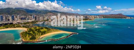 Magic Island, Ala Moana Beach Park, Waikiki, Honolulu, Oahu, Hawaï, ÉTATS-UNIS Banque D'Images