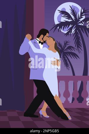 Danseuses de Latina sur fond de vecteur de nuit tropical Illustration de Vecteur