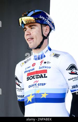 Dutch Fabio Jakobsen de Soudal Quick-Step photographié au début de la course cycliste d'une journée Kuurne-Bruxelles-Kuurne, à 193 km de Kuurne à Kuurne via Bruxelles, samedi 25 février 2023. BELGA PHOTO JASPER JACOBS Banque D'Images