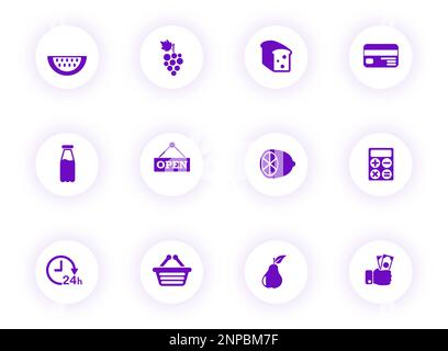 icônes vectorielles de couleur violet pour magasin d'alimentation Illustration de Vecteur
