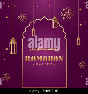 Vecteur de carte de vœux Kareem de Ramadan. Lampe Islam. Lanterne. Design Ramazan. Illustration de Vecteur