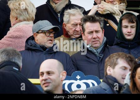 Bart Verhaeghe, président du club, et Vincent Mannaert, directeur général du club, photographiés dans les tribunes lors d'un match de football entre le Club Brugge KV et KAA Gent, dimanche 26 février 2023 à Bruges, le 27 jour de la première division du championnat belge de la Jupiler Pro League 2022-2023. BELGA PHOTO KURT DESPLENTER Banque D'Images