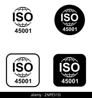 Icône ISO 45001.Santé et sécurité au travail.Symbole de qualité standard.Vecteur bouton signe isolé sur fond blanc . Illustration de Vecteur