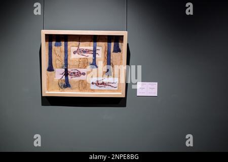 Peinture de Danilo Movchan visible à l'exposition. Dans le cadre de la série d'expositions consacrées à la guerre russo-ukrainienne « la langue de la guerre », 2 nouvelles expositions - Mykola Lukin « Gruntovy vody » et Danylo Movchan « où est votre piqûre » ont été ouvertes au Musée des beaux-arts d'Odessa. Banque D'Images