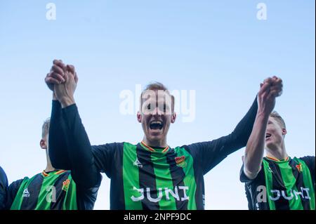 Göteborg, Suède. 26th févr. 2023. Viktor Kruger de GAIS fête après le match de groupe de la coupe suédoise entre GAIS et IFK Goteborg sur 26 février 2023 à Göteborg. Credit: Oskar Olteus / Alamy Live News Banque D'Images