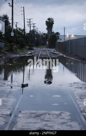 Los Angeles, Californie 25th févr. 2023. Vue de Los Angeles alors que la Californie subit une rare tempête hivernale qui balaie la côte ouest, entraînant une perte d'électricité et des inondations sur 25 février 2023. Crédit : Mpi34/Media Punch/Alamy Live News Banque D'Images