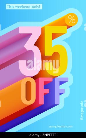 35 % de réduction. Remise sur la composition créative. Méga solde. Illustration vectorielle. Illustration de Vecteur