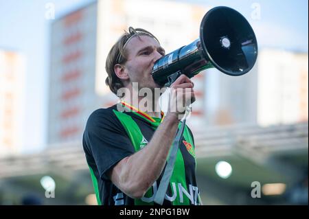 Göteborg, Suède. 26th févr. 2023. Août Wängberg de GAIS après le match de groupe de la coupe suédoise entre GAIS et IFK Goteborg sur 26 février 2023 à Göteborg. Credit: Oskar Olteus / Alamy Live News Banque D'Images