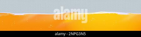 Eau jaune liquide ou jus avec bulles. Une éclaboussure de boisson à l'orange, de bière, d'huile ou de jus de fruits. Arrière-plan abstrait de la surface sous-marine de la limonade, ve Illustration de Vecteur