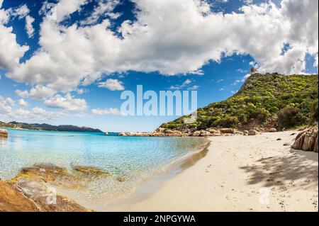 Porto Giunco Beach Seascape à Villasimius, au sud de la Sardaigne. Banque D'Images