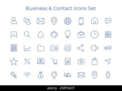 ensemble d'icônes professionnelles, ensemble d'icônes web, ensemble d'icônes de contact pour les applications mobiles et le site web Illustration de Vecteur
