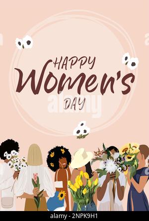 Vecteur de modèle de carte de vœux Happy Womens Day. Illustration de Vecteur