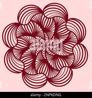 Mandala à gradient rond sur fond blanc isolé. Vecteur boho mandala dans les couleurs vert et rose. Mandala à motifs floraux. Modèle de yoga Illustration de Vecteur