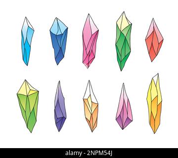 Collection de cristaux et de minéraux naturels. Ensemble de pierres précieuses. Icônes de l'interface utilisateur du jeu. illustration vectorielle. Illustration de Vecteur