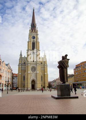 Le nom de l'église Marie une église paroissiale catholique romaine à Novi Sad, Serbie - vue du centre-ville sur le Trg Slobode (place de la liberté) Banque D'Images