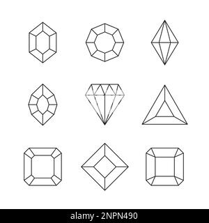 Ensemble pierres et bijoux. Collection pierres précieuses et diamants, icônes Game loot UI, illustration vectorielle. Illustration de Vecteur