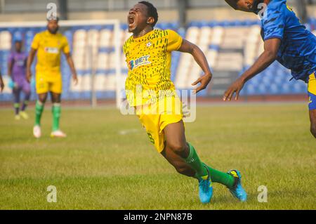 Match de la Ligue de football du Nigeria entre Kwara United et Gombe United au complexe sportif Lekan salami, à Adamasingba, à Ibadan, au Nigeria. Banque D'Images