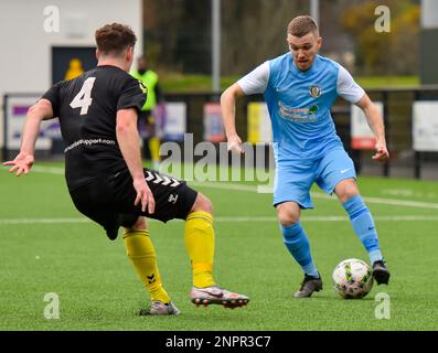 H&W Welders FC vs Knockbreda FC, samedi 25th février 2023, Blanchflower Stadium, Belfast, Lough 41 Championship. Banque D'Images