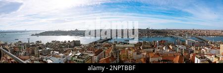 Vue panoramique d'Istanbul depuis la tour de Galata. Voyage à Istanbul arrière-plan ou photo de bannière. Turkiye ou Turquie concept photo. Banque D'Images
