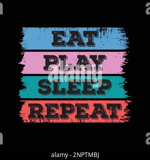 Eat play Sleep Repeat. Infographie sur la vie quotidienne des joueurs. Illustration de Vecteur