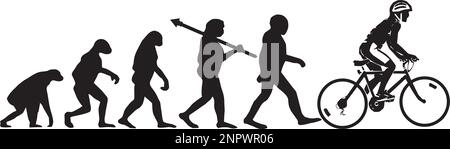 Évolution du cycliste. Symbole du singe au cycliste. Illustration de Vecteur
