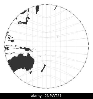 Carte du monde vectoriel. Projection Gnomonic. Carte géographique du monde Uni avec lignes de latitude et de longitude. Centré sur 180deg longitude. Illustration vectorielle Illustration de Vecteur