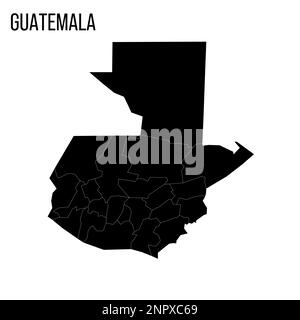 Guatemala carte politique des divisions administratives - départements. Carte noire vierge et titre du nom du pays. Illustration de Vecteur