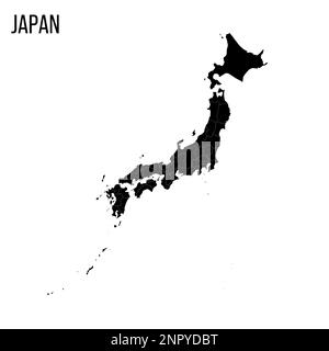 Japon carte politique des divisions administratives - préfectures, métropilis Tokyo, territoire Hokaïdo et préfectures urbaines Kyoto et Osaka. Carte noire vierge et titre du nom du pays. Illustration de Vecteur