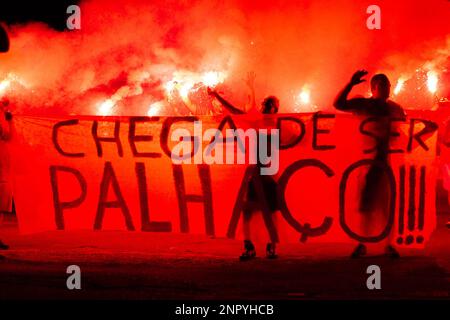 Sao Paulo, Brésil. 26th févr. 2023. SP - Sao Paulo - 02/26/2023 - PAULISTA 2023, PORTUGUESA vs SAO BENTO - les fans de Portuguesa protestent avant le match contre Sao Bento au stade Caninde pour le championnat Paulista 2023. Photo: Guilherme Drovas/AGIF/Sipa USA crédit: SIPA USA/Alay Live News Banque D'Images