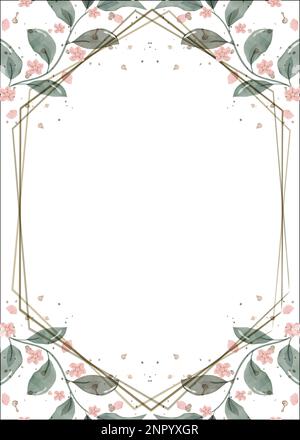 cadre rectangulaire avec fleurs et feuilles dans un style aquarelle. Illustration vectorielle Illustration de Vecteur