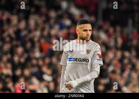 SÉVILLE, ESPAGNE - FÉVRIER 26: Youssef en-Nesyri de Séville CF se concentre pendant le match entre Sevilla CF et CA Osasuna de la Liga Santander sur 26 février 2022 au stade Ramon Sánchez Pizjuan, à Séville, Espagne. (Photo de Samuel Carreño/PxImages) Banque D'Images