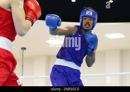 Centre sportif de la préfecture de Kanagawa, Japon. 25th févr. 2023. Sewon Okazawa, 25 FÉVRIER 2023 - Boxing : jeu de boxe amateur match de sélection pour les Jeux asiatiques Hangzhou 2022 qualification hommes -71kg au Centre sportif de la préfecture de Kanagawa, Japon. Credit: YUTAKA/AFLO SPORT/Alay Live News Banque D'Images