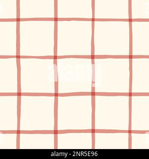 Rouge aquarelle dessin à la main Cottagecore Plaid Vector Seamless Pattern Illustration de Vecteur