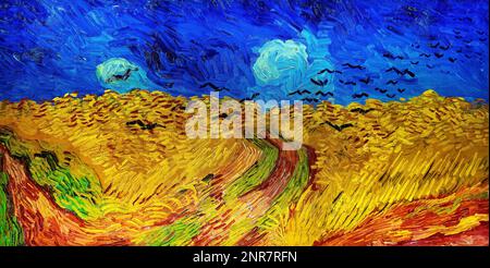 Champ de blé avec corneilles, Vincent Van Gogh. Banque D'Images