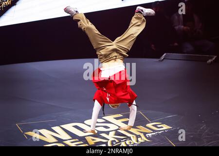 Fukuoka, Japon. 25th févr. 2023. Anti (ITA) Breaking : WDSF Breaking for Gold World Series Kitakyushu Woen's TOP8 au Centre d'exposition général de l'Ouest du Japon à Fukuoka, Japon . Crédit: Naoki Morita/AFLO SPORT/Alay Live News Banque D'Images