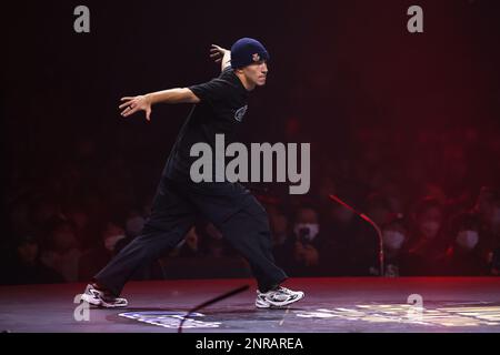 Fukuoka, Japon. 25th févr. 2023. Amir (KAZ) Breaking : WDSF Breaking for Gold World Series Kitakyushu Men's TOP4 au West Japan General Exhibition Centre à Fukuoka, Japon . Crédit: Naoki Morita/AFLO SPORT/Alay Live News Banque D'Images