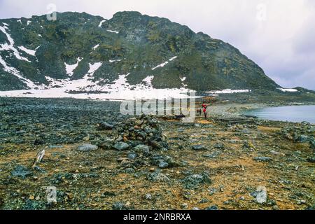 L'île de Danes le point de départ des expéditions de ballons polaires d'Andrèe à Svalbard Banque D'Images