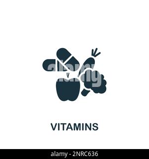 Icône vitamines. Affiche monochrome simple de la collection de la pharmacie. Icône vitamines pour logo, modèles, web design et infographies. Illustration de Vecteur