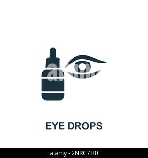 Icône gouttes oculaires. Affiche monochrome simple de la collection de la pharmacie. Icône Eye Drops pour le logo, les modèles, la conception Web et les infographies. Illustration de Vecteur