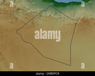 Maroodi Jeex, région de Somalie. Carte d'altitude en couleur avec lacs et rivières Banque D'Images