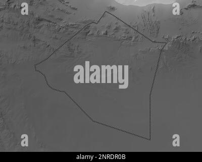 Maroodi Jeex, région de Somalie. Carte d'altitude en niveaux de gris avec lacs et rivières Banque D'Images