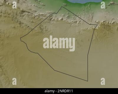 Maroodi Jeex, région de Somalie. Carte d'altitude colorée en style wiki avec lacs et rivières Banque D'Images