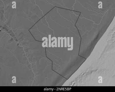 Galgaduud, région de la Somalie continentale. Carte d'altitude à deux niveaux avec lacs et rivières Banque D'Images