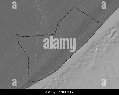 Shabeellaha Dhexe, région de la Somalie continentale. Carte d'altitude à deux niveaux avec lacs et rivières Banque D'Images