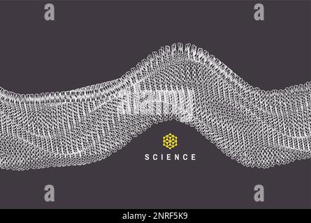 Onde formée de nombreuses particules. Structure de la membrane cellulaire en mouvement. Formation scientifique en médecine, en science, en technologie ou en chimie. 3D abstrac Illustration de Vecteur