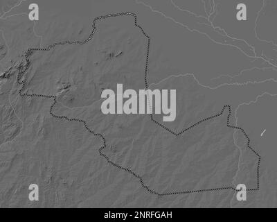 Bahr-el-Ghazal occidental, État du Soudan du Sud. Carte d'altitude à deux niveaux avec lacs et rivières Banque D'Images