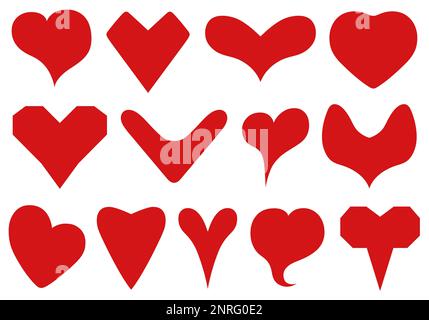Groupe de différentes formes de coeur isolé sur blanc Banque D'Images