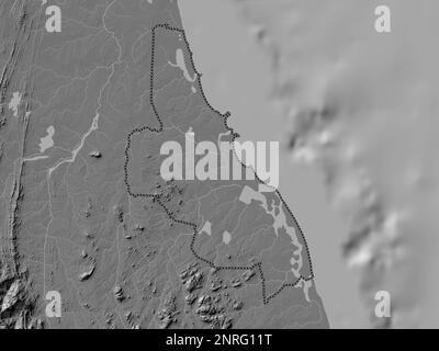 Batticaloa, district de Sri Lanka. Carte d'altitude à deux niveaux avec lacs et rivières Banque D'Images