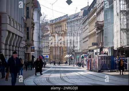 Rue à Zagreb, Croatie Banque D'Images