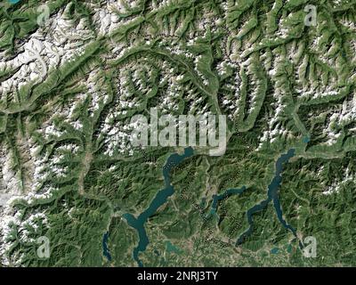 Tessin, canton de Suisse. Carte satellite basse résolution Banque D'Images